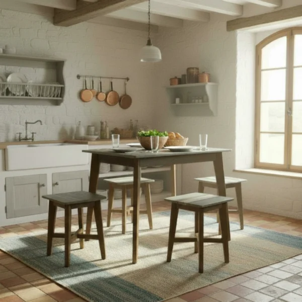 Beatrice Breakfast Set 4_Timbertale Designs Beatrice Breakfast Table and Stools